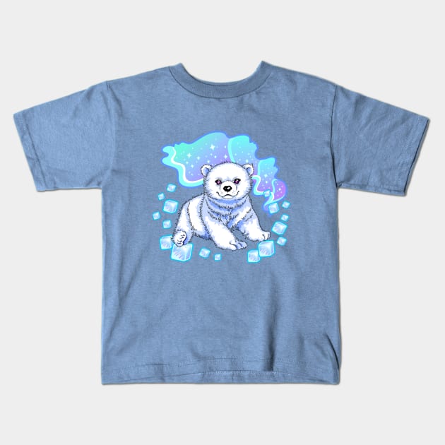 Aurora polar bear Kids T-Shirt by Thea White Peacock